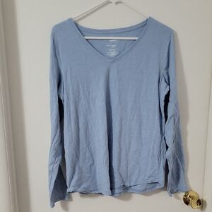 Sonoma Light Blue Long Sleeve V-Neck Top